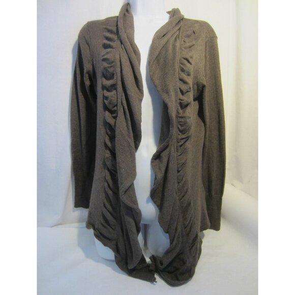 DAISY FUENTES brown knit ruched cardigan sweater - Women Petite M - Picture 1 of 7
